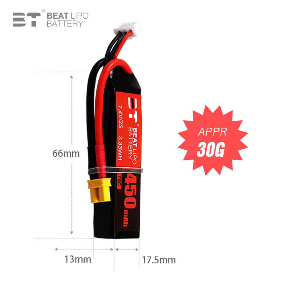 BEAT 2S 7.4V 450mAh 75C LiPo B - Drone Battery Li-Ion recension och pris
