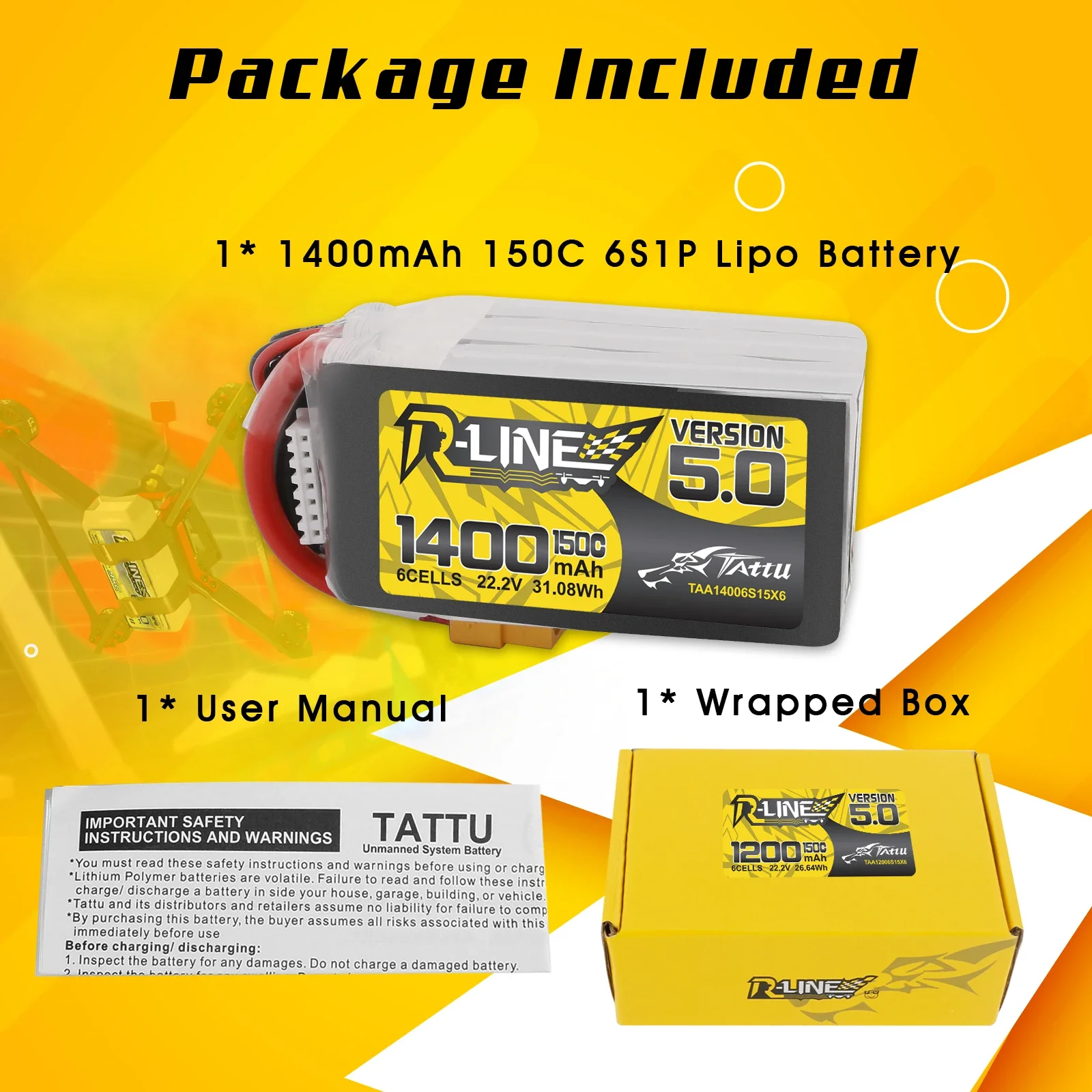 Tattu R-Line 1200mAh 1400mAh 6 - Drone Battery 6S recension och pris