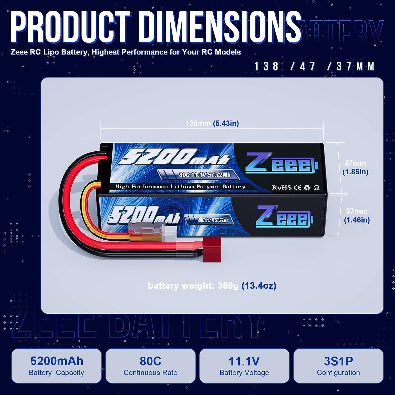 1/2pcs Zeee 3S 5200mAh Lipo Ba - Drone Battery 4S recension och pris