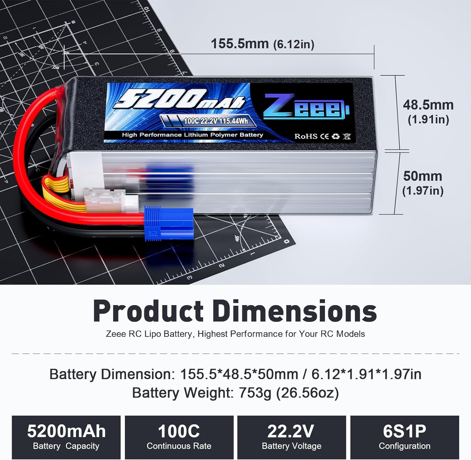 Zeee 6S 5200mAh Lipo Battery 2 - Drone Battery 6S recension och pris